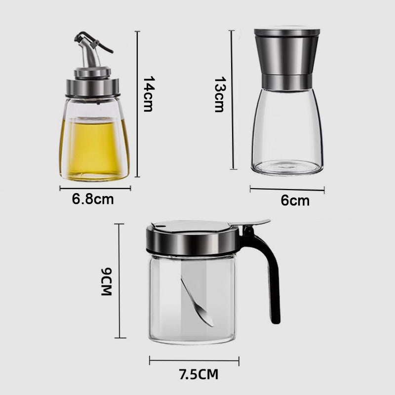 Kryddförvaringsset i glas med roterande ställ