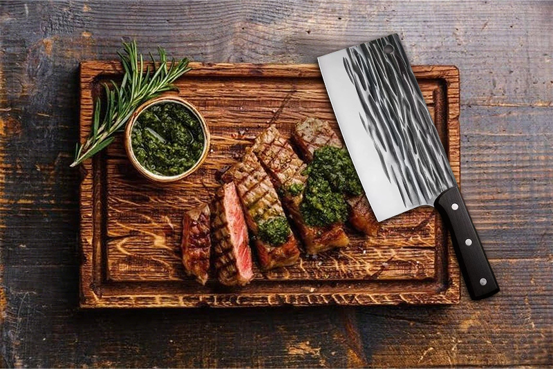 JUWIL Premium köttkniv i kolstål – Handsmidd serbisk köttkniv för köket, grillen och utomhus