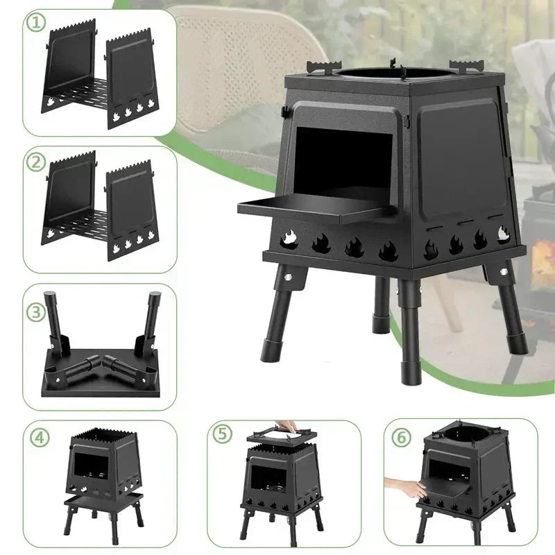 đ„ 50 % RABATT NU! đł HopfĂ€llbar vedeldad campingugn i gjutjĂ€rn â 16 ventilationshĂ„l & hög vĂ€rmeretention för matlagning och vĂ€rme utomhus đïž