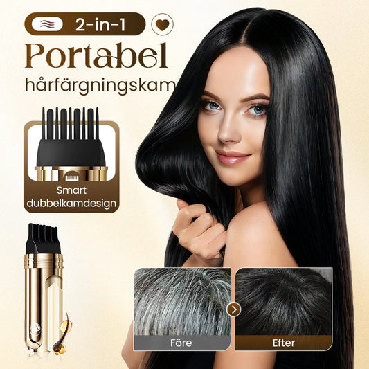 💇‍♀️ KÖP 1 FÅ 1 GRATIS! ✨ 2-i-1 Hårfärgningskam för Grått Hår - Snabb och Naturlig Täckning, Skonsam Formel för Användning Hemma 🌿📦