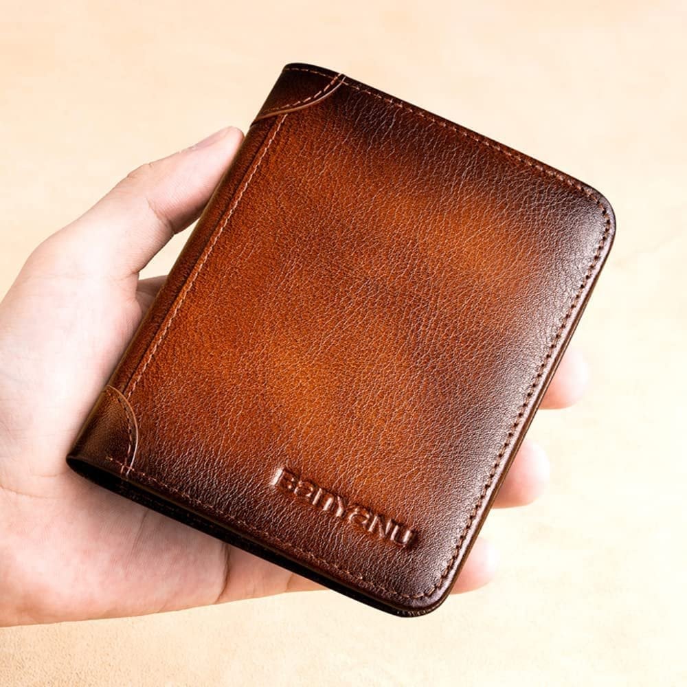 Minimalistisk RFID-skyddande läderplånbok för män – ultrasmal, äkta toppskiktsläder, kort design för vardagsbruk