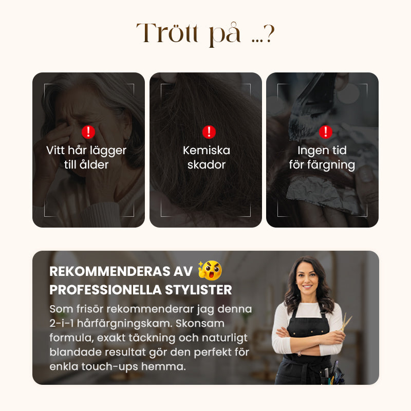 💇‍♀️ KÖP 1 FÅ 1 GRATIS! ✨ 2-i-1 Hårfärgningskam för Grått Hår - Snabb och Naturlig Täckning, Skonsam Formel för Användning Hemma 🌿📦