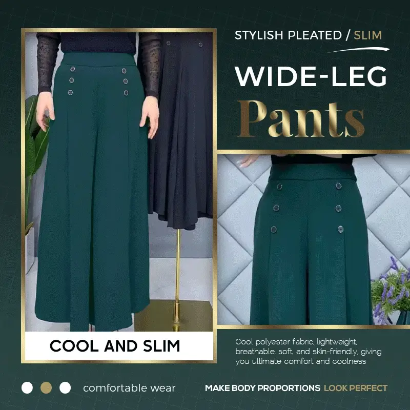👖 50 % RABATT NU! ✨ Snygga plisserade byxor med vida ben – flödande silhuett, bekväm passform och mångsidig stil 💃
