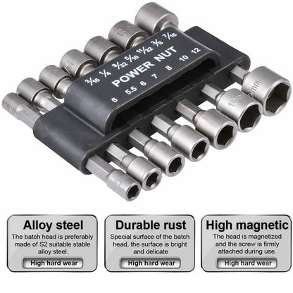 🔩 50% RABATT 🛠️ | 14-delars Mutterdragarset – 1/4" Sexkant & Förvaringslåda
