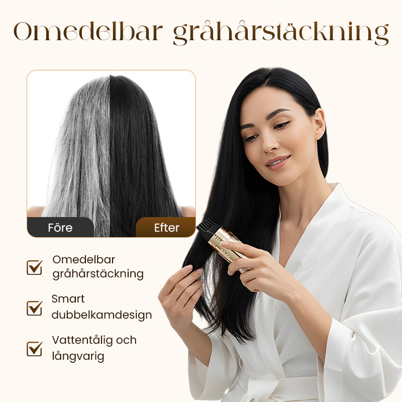 💇‍♀️ KÖP 1 FÅ 1 GRATIS! ✨ 2-i-1 Hårfärgningskam för Grått Hår - Snabb och Naturlig Täckning, Skonsam Formel för Användning Hemma 🌿📦