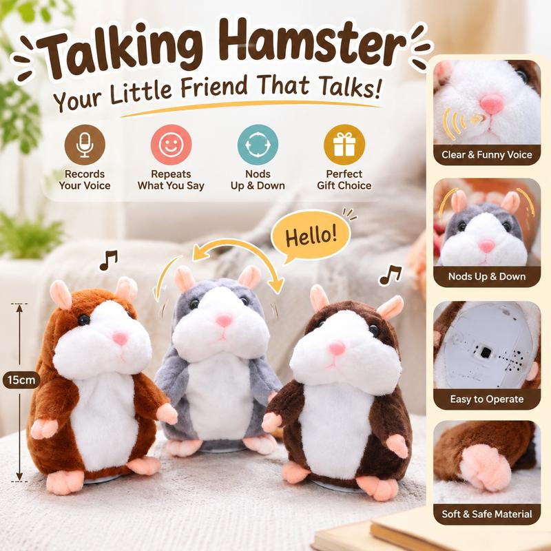 Pratande hamsterplysch, upprepar röster och skakar huvudet 🐹✨✅💥