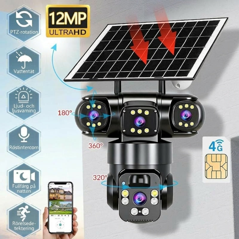 📢📢 49 % RABATT!!! ⏰ Utomhus-Wi-Fi-övervakningskamera 6K 9 MP | 10x zoom, 3 objektiv, 360° PTZ | Vattentät enligt IP66, färgseende i mörker, tvåvägskommunikation, rörelsespårning