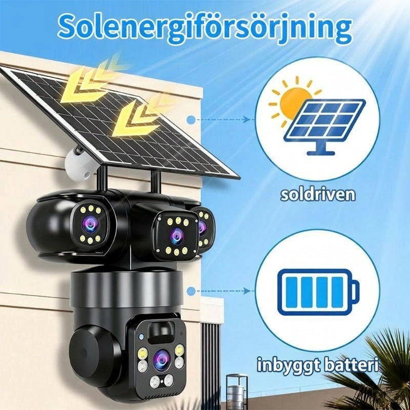 📢📢 49 % RABATT!!! ⏰ Utomhus-Wi-Fi-övervakningskamera 6K 9 MP | 10x zoom, 3 objektiv, 360° PTZ | Vattentät enligt IP66, färgseende i mörker, tvåvägskommunikation, rörelsespårning