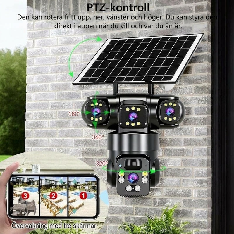 📢📢 49 % RABATT!!! ⏰ Utomhus-Wi-Fi-övervakningskamera 6K 9 MP | 10x zoom, 3 objektiv, 360° PTZ | Vattentät enligt IP66, färgseende i mörker, tvåvägskommunikation, rörelsespårning