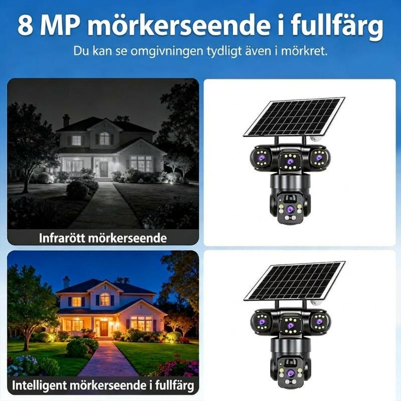 📢📢 49 % RABATT!!! ⏰ Utomhus-Wi-Fi-övervakningskamera 6K 9 MP | 10x zoom, 3 objektiv, 360° PTZ | Vattentät enligt IP66, färgseende i mörker, tvåvägskommunikation, rörelsespårning