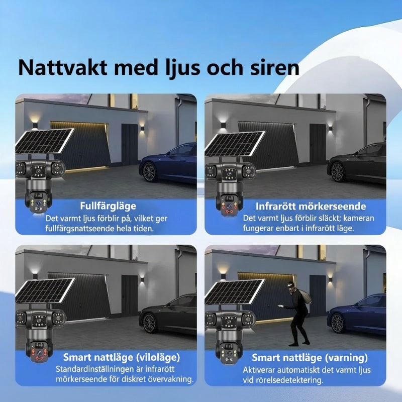 📢📢 49 % RABATT!!! ⏰ Utomhus-Wi-Fi-övervakningskamera 6K 9 MP | 10x zoom, 3 objektiv, 360° PTZ | Vattentät enligt IP66, färgseende i mörker, tvåvägskommunikation, rörelsespårning