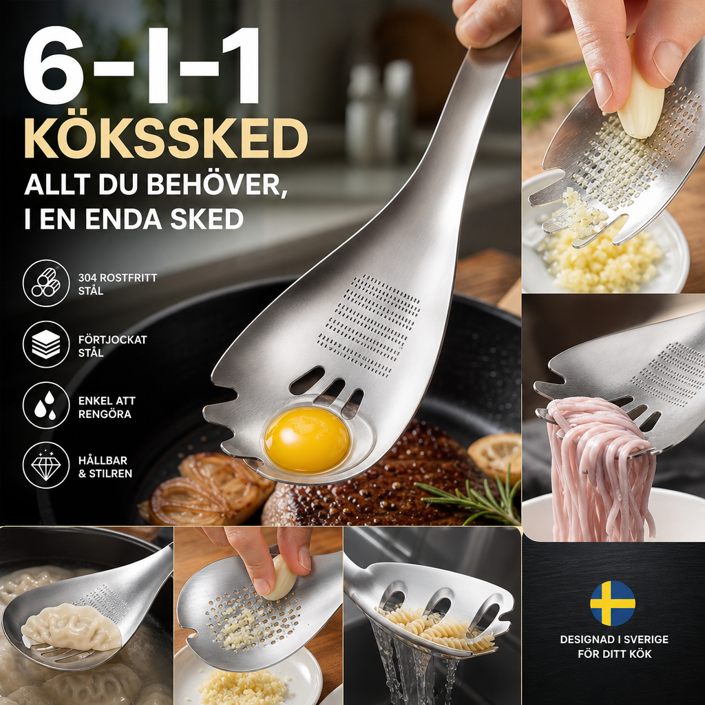 🍳 50 % RABATT NU! ✨ Multifunktionell Köksslev i Rostfritt Stål – För Matlagning, Servering & Vardaglig Användning 🥣