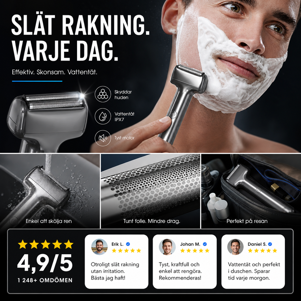 🧔 Slät rakning utan krångel – uppladdningsbar rakapparat för män