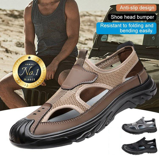 👞 50% RABATT NU! ☀️ Lättviktssandaler för Herr – Mjuk Sula & Nät – Andningsbar & Bekväm 🏖️