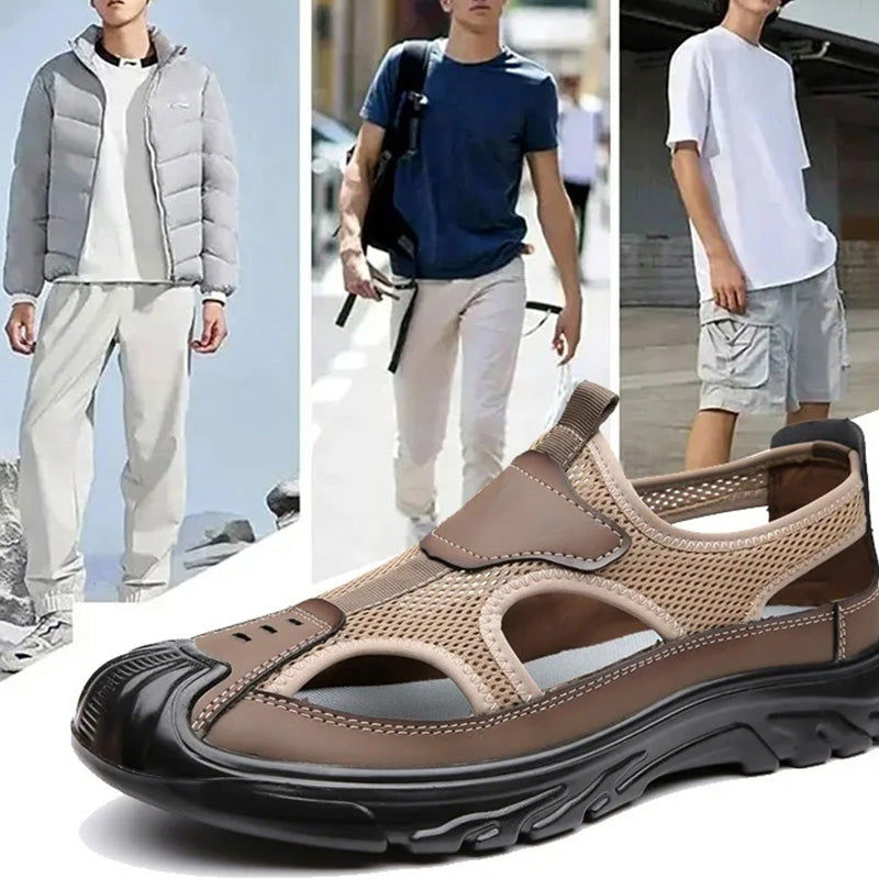 👞 50% RABATT NU! ☀️ Lättviktssandaler för Herr – Mjuk Sula & Nät – Andningsbar & Bekväm 🏖️