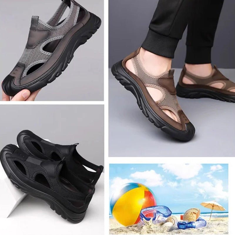 👞 50% RABATT NU! ☀️ Lättviktssandaler för Herr – Mjuk Sula & Nät – Andningsbar & Bekväm 🏖️