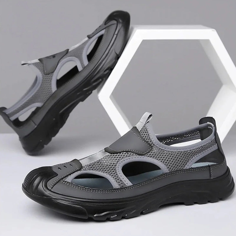 👞 50% RABATT NU! ☀️ Lättviktssandaler för Herr – Mjuk Sula & Nät – Andningsbar & Bekväm 🏖️
