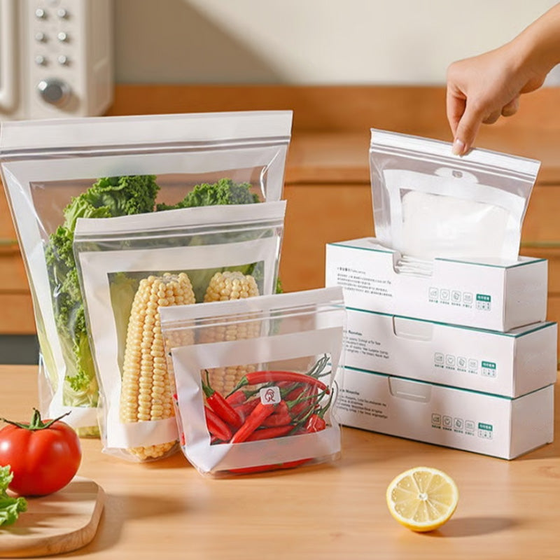 ❄️🥬 Genomskinliga påsar av livsmedelskvalitet med förstärkt dubbel förslutning 🥗