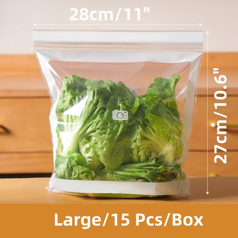 ❄️🥬 Genomskinliga påsar av livsmedelskvalitet med förstärkt dubbel förslutning 🥗