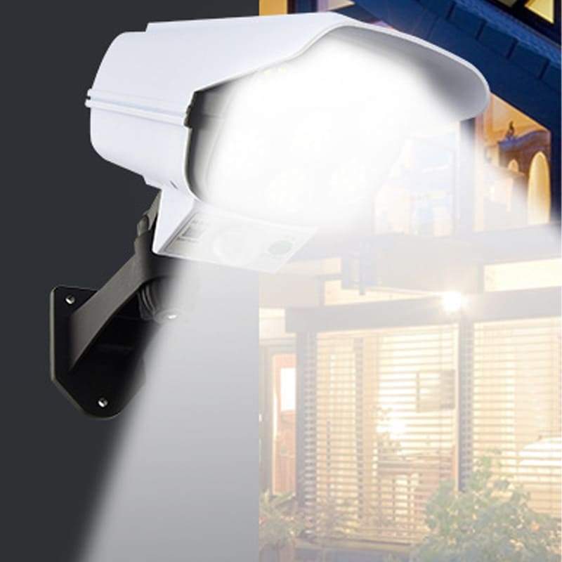 💡Solcellsdriven LED-vägglampa med rörelsedetektor – kameraattrapp för trädgård och gård☀️