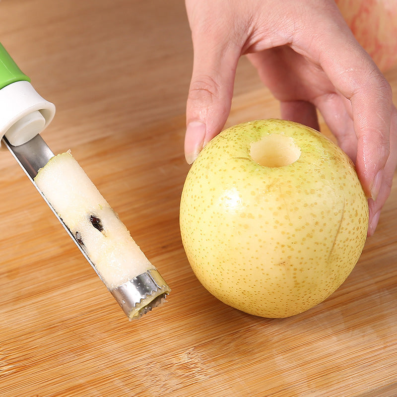 🍎 KÖP 1, FÅ 1 GRATIS! 🔪 Rostfritt 2-i-1 Fruktkärnare & Skalare – Skär, Urkärna & Servera Som En Proffskock! ✨