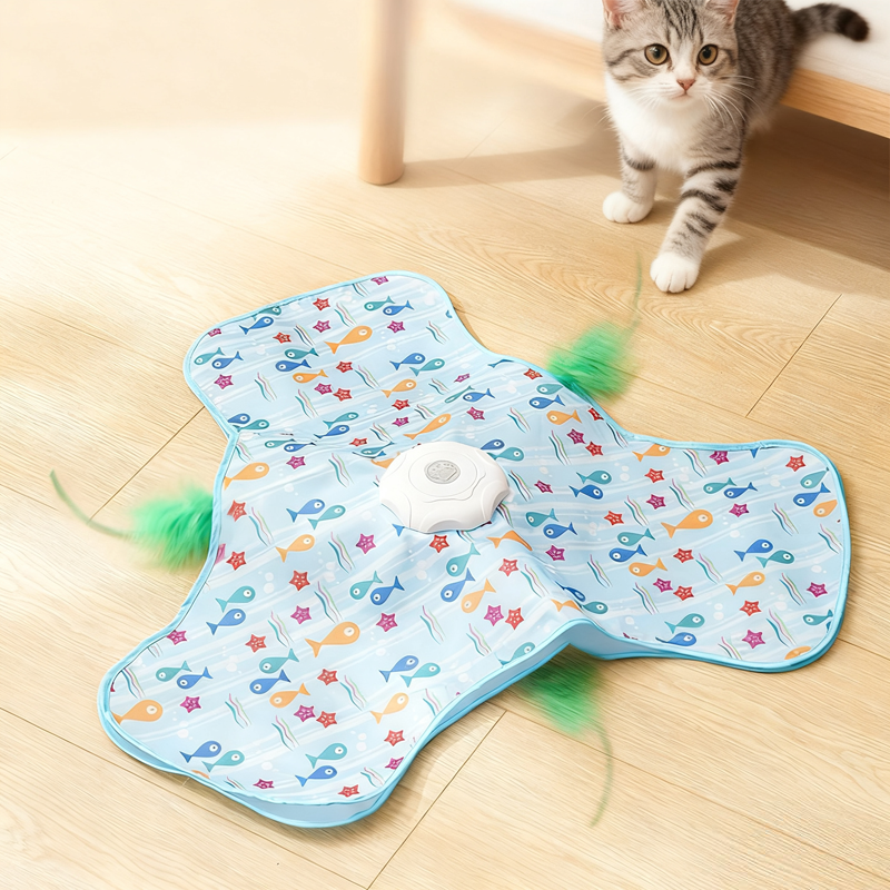 🐱🎣50% RABATT! 2-i-1 Göm & Söka Kattleksak – Mjuk Fjäder & Hållbar Bas