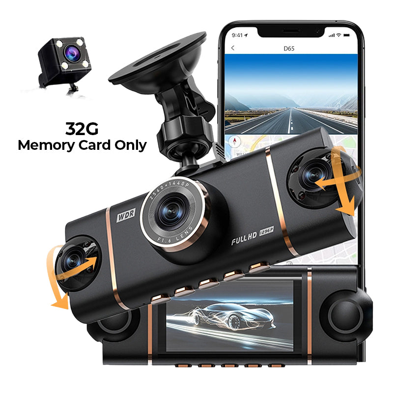 🚗📹 50% RABATT! | 4-kanals HD Dashcam – Fram, Interiör & Bak, 1080P, WiFi & GPS!