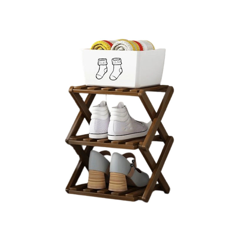 👞 50% RABATT! ✨ Hopfällbart skoställ i bambu – Stabil fristående skohylla – 100% naturlig alpinbambu, verktygsfri montering på 5 sekunder, robust X-konstruktion & ultrakompakt förvaring – 2–10 våningar 2 färger 🌿
