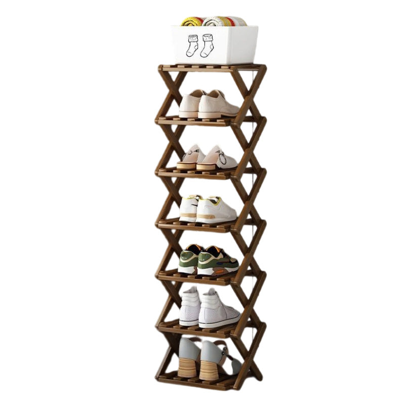 👞 50% RABATT! ✨ Hopfällbart skoställ i bambu – Stabil fristående skohylla – 100% naturlig alpinbambu, verktygsfri montering på 5 sekunder, robust X-konstruktion & ultrakompakt förvaring – 2–10 våningar 2 färger 🌿