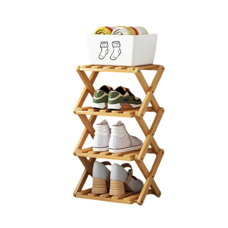👞 50% RABATT! ✨ Hopfällbart skoställ i bambu – Stabil fristående skohylla – 100% naturlig alpinbambu, verktygsfri montering på 5 sekunder, robust X-konstruktion & ultrakompakt förvaring – 2–10 våningar 2 färger 🌿