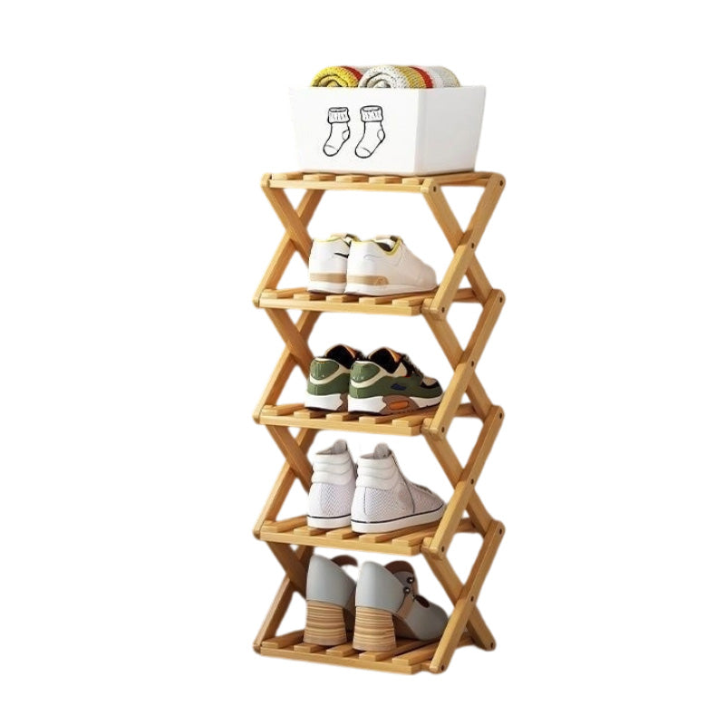 👞 50% RABATT! ✨ Hopfällbart skoställ i bambu – Stabil fristående skohylla – 100% naturlig alpinbambu, verktygsfri montering på 5 sekunder, robust X-konstruktion & ultrakompakt förvaring – 2–10 våningar 2 färger 🌿