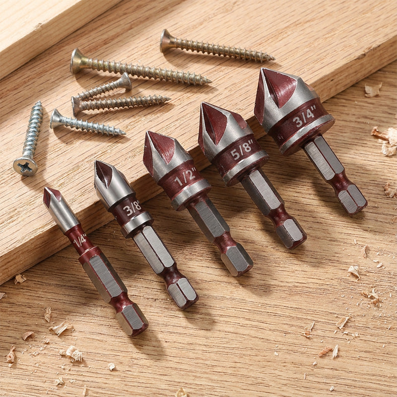 🛠️Nu 50 % rabatt! 🔩 Sänkborrset för träbearbetning 5-delar – Rena, jämna hål, hållbart och tidsbesparande ⚙️