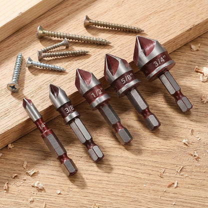 🛠️Nu 50 % rabatt! 🔩 Sänkborrset för träbearbetning 5-delar – Rena, jämna hål, hållbart och tidsbesparande ⚙️