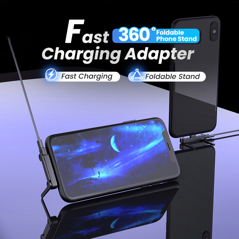 🔋40% RABATT! ⚡Snabbladdningsadapter med 360° vikbart telefonställ📱
