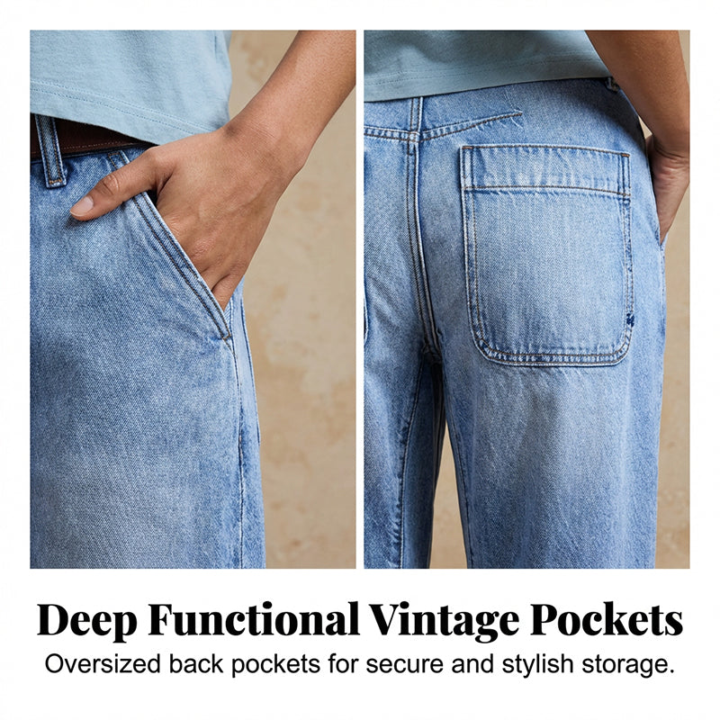 Korta jeans med hög midja för damer