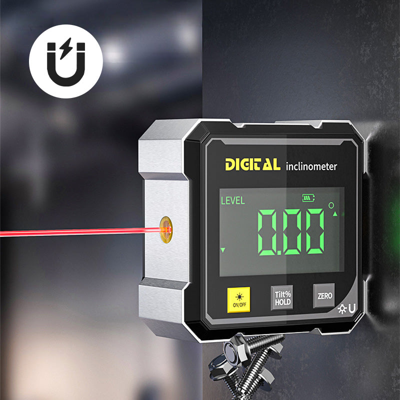 📐 50% RABATT 🔴 | 4-sidig Magnetisk Digital Vinkelmätare – Dubbla Lasrar & USB-laddning
