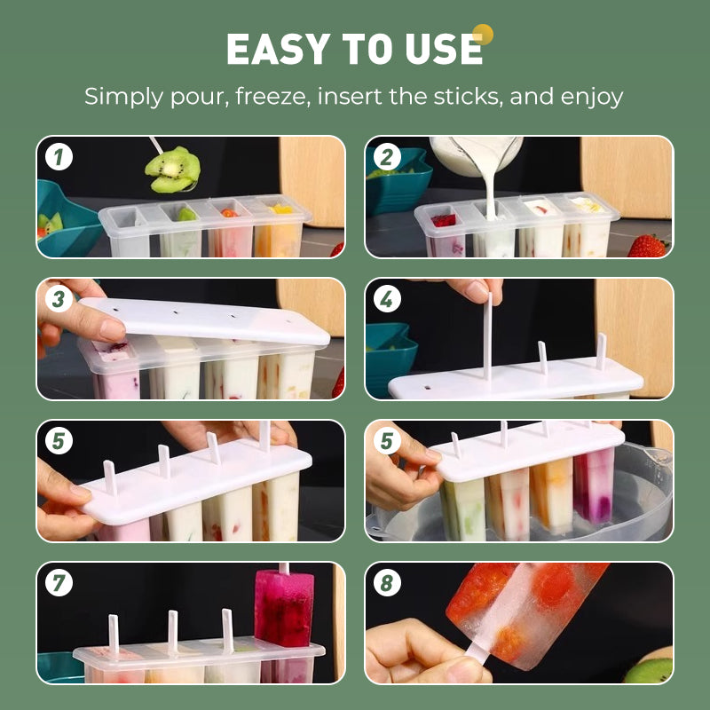 Popsicleform med 4 hål och lock och pinnar