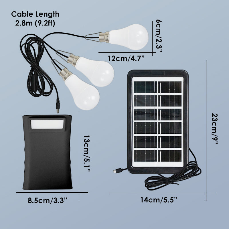 Självförsörjande solcellsbelysningssystem: Komplett set med 3 LED-lampor och batteribackup ☀️🔋
