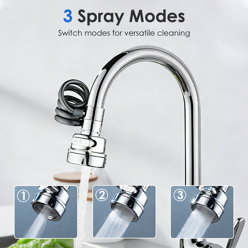 360° roterande kranförlängare med 3-läges sprayhuvud