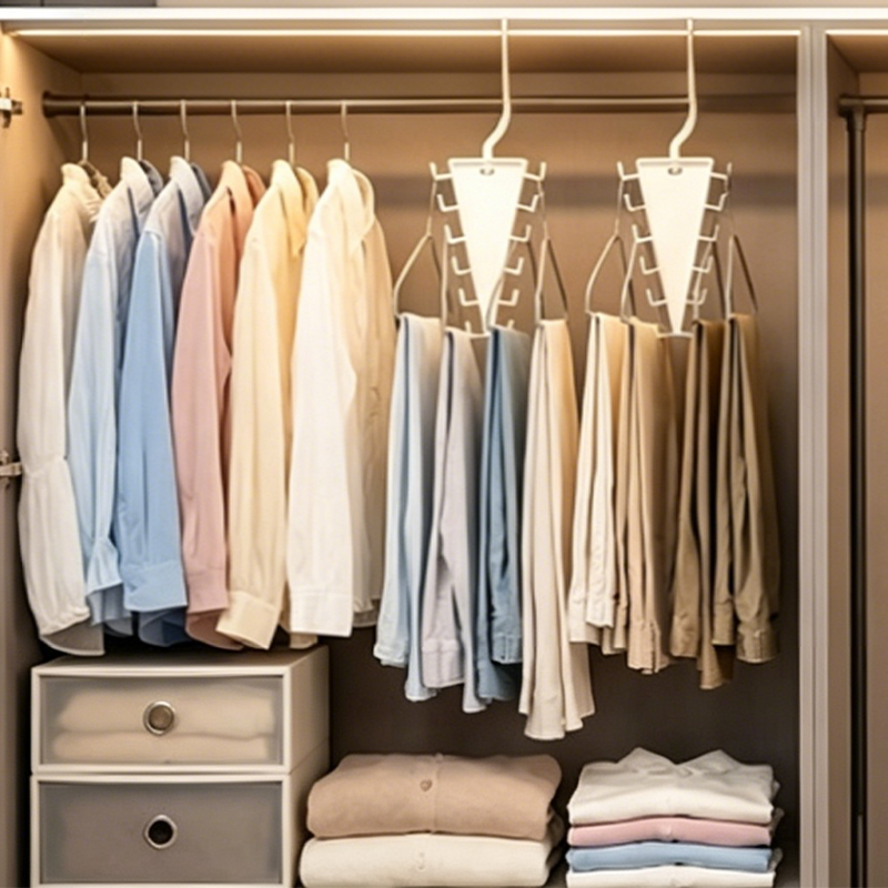 🔥 50% rabatt – Smart triangulär garderobsförvaring ✨ Mer plats, mindre röra & stilren organisering hemma 🏡