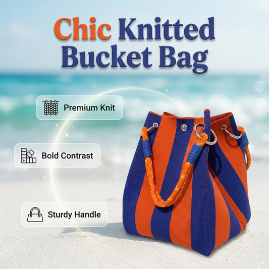 👜✨ 50% RABATT NU! Stickad hinkväska – eleganta ränder, rymlig & perfekt för semestern 🌊👒