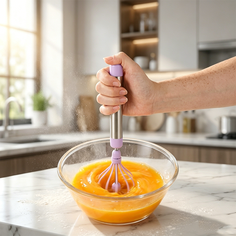 🥚🌀 50% RABATT! Som att ha en tornado i handen som vispar äggvitor till toppar på 30 sekunder! Denna halvautomatiska visp med bekvämt grepp gör allt jobb medan du slappnar av – inga ömma armar, bara luftig perfektion!