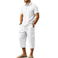👔 50% RABATT NU! ☀️ Men Summer Linen Set – Loose Shirt & Cargo Shorts – Andningsbart & Stilrent – Perfekt för Sommaren 🌊