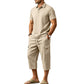 👔 50% RABATT NU! ☀️ Men Summer Linen Set – Loose Shirt & Cargo Shorts – Andningsbart & Stilrent – Perfekt för Sommaren 🌊