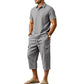 👔 50% RABATT NU! ☀️ Men Summer Linen Set – Loose Shirt & Cargo Shorts – Andningsbart & Stilrent – Perfekt för Sommaren 🌊