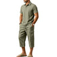 👔 50% RABATT NU! ☀️ Men Summer Linen Set – Loose Shirt & Cargo Shorts – Andningsbart & Stilrent – Perfekt för Sommaren 🌊