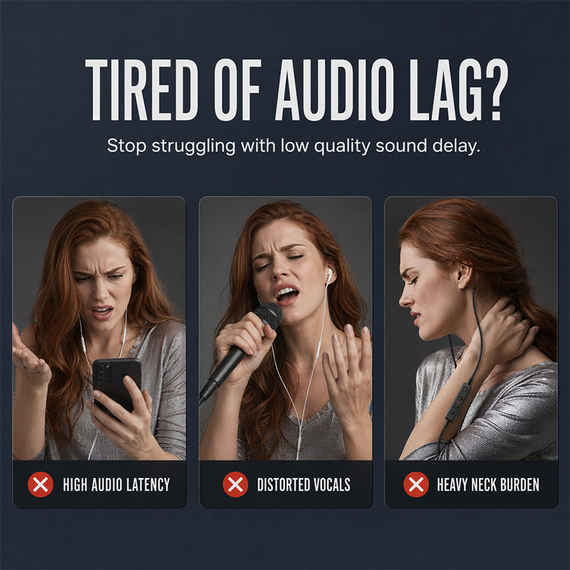 Bluetooth Karaoke-hörlurar med säker kragfjäderklämmа