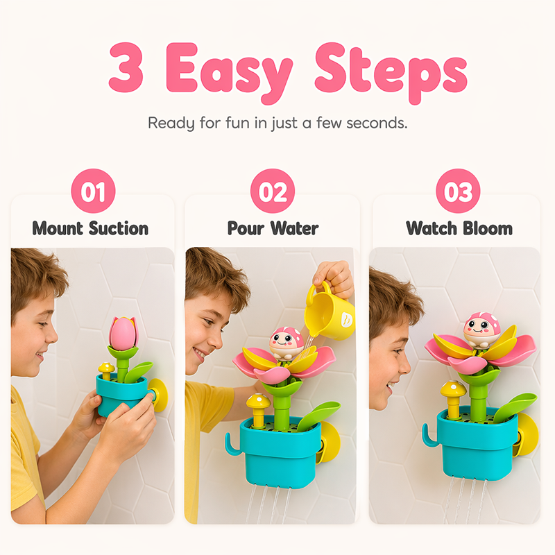 🛁 50 % RABATT NU! 🌸 Interaktiva badleksaker för småsyskon – magisk blomning, smart förvaring & BPA-fri – gör badtiden till dagens bästa stund 🧸
