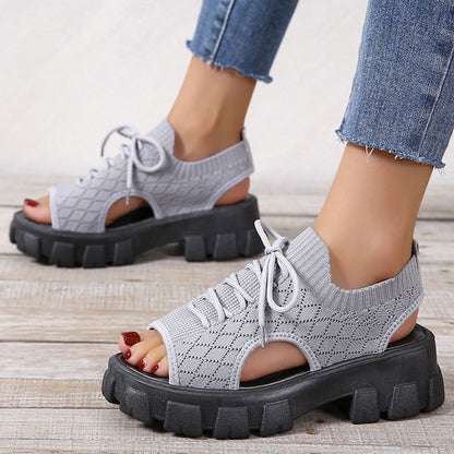 Dam Tjocksulig Stickad Sportsandal