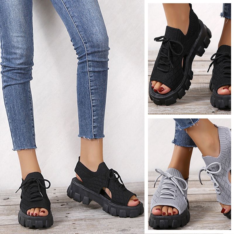 Dam Tjocksulig Stickad Sportsandal